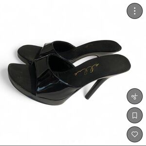 Black Patent Open-Toe Stiletto Mules - Women's High Heels